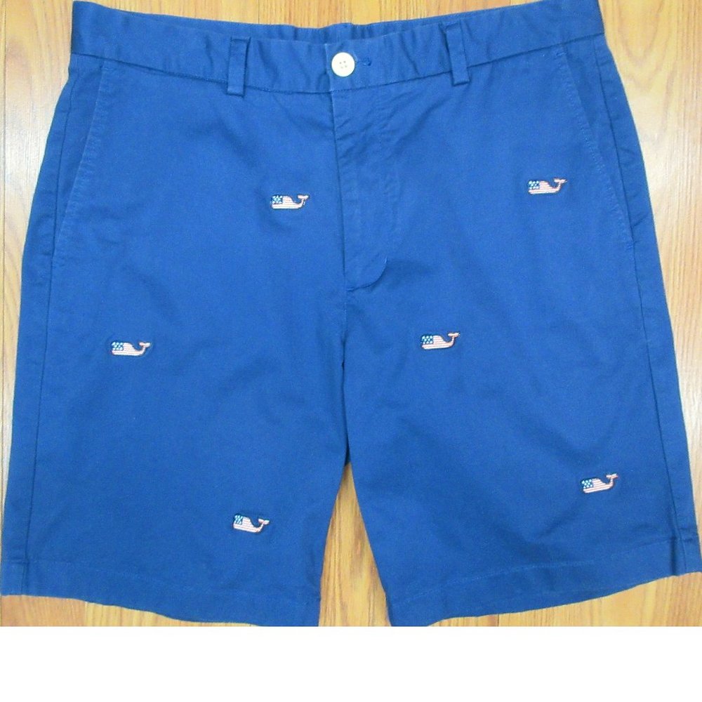 VINEYARD VINES USA FLAG BREAKER SHORTS COTTON/SPANDEX NAVY Sz 32